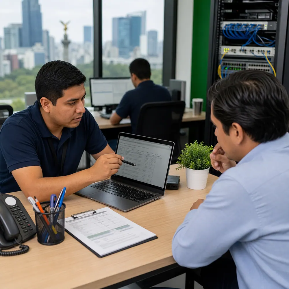 Técnico de TI diagnosticando soporte para una empresa en CDMX