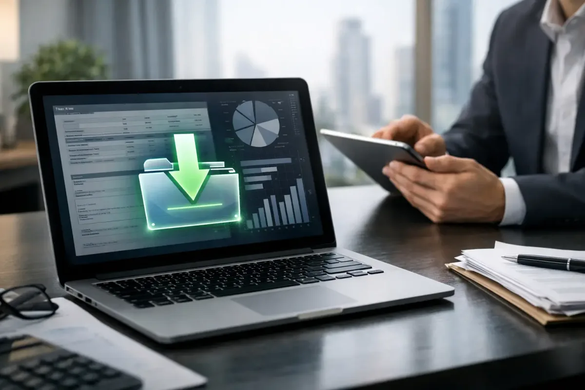 Equipo administrativo revisando CFDI descargados del SAT, conciliaciones y expedientes fiscales en una plataforma empresarial
