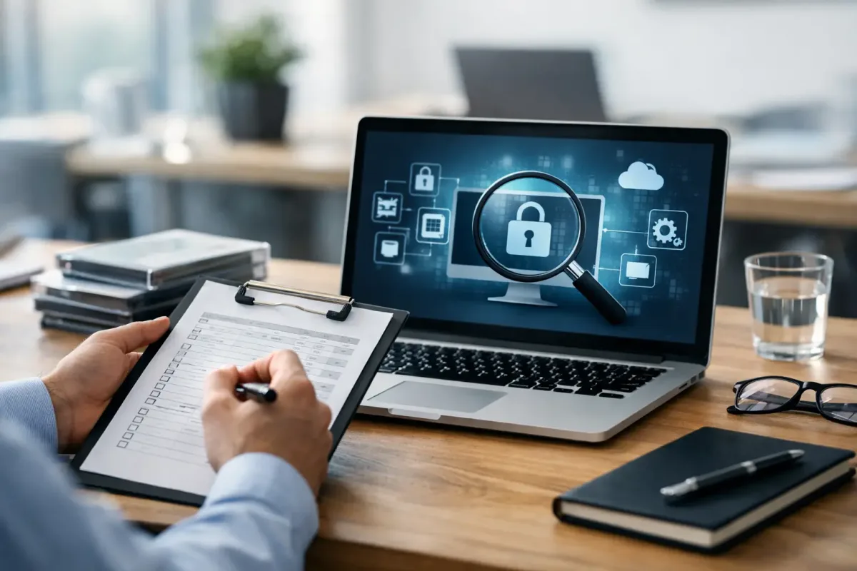 Equipo administrativo y de TI revisando licencias de software, usuarios, evidencias de compra y renovaciones empresariales