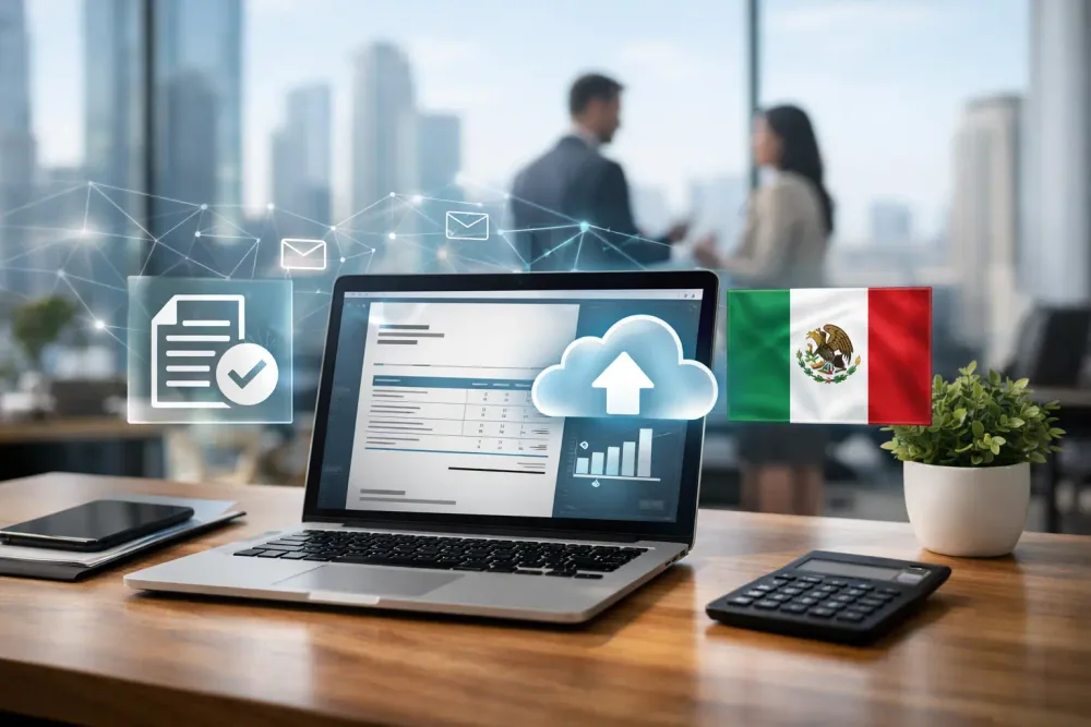 Empresa mexicana preparando facturación electrónica, documentos digitales e integración en la nube