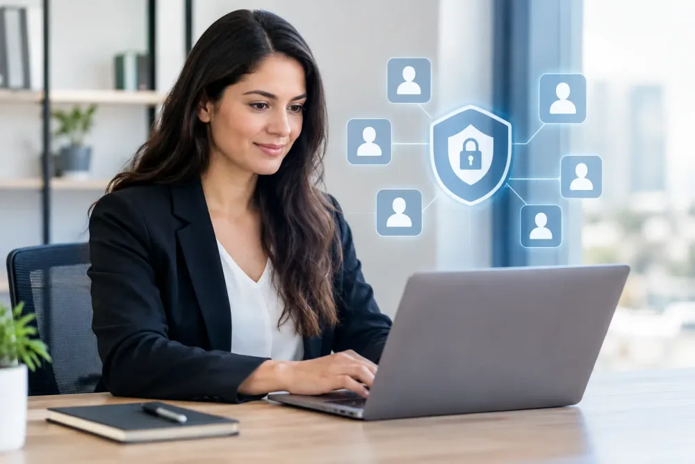 Responsable de TI administrando identidades, permisos y accesos de usuarios corporativos