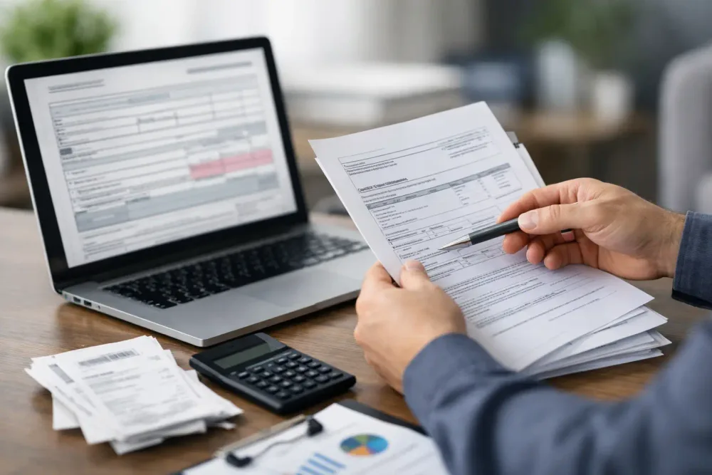 Responsable administrativo revisando los datos necesarios antes de emitir un CFDI 4.0